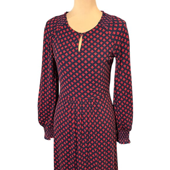BODEN Eliza Floral Midi Dress Sz.6 Black Red Stretch Whimsigoth Boho Career - Picture 9 of 13